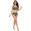 solid blackish green color wrap bra top bikini young girl swimwear two-piece swimsuit