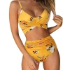 Europe golden butterfly printing short split bikini young girl swimwear two-piece swimsuit 2516