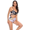 Europe golden butterfly printing short split bikini young girl swimwear two-piece swimsuit 2516