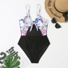 fashion patchwork plant printing short lady bikini brace swimwear one-piece swimsuit MX2504