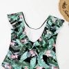 fashion ruffle hem plant printing lady bikini woman swimwear one-piece swimsuit MX2505