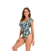 fashion ruffle hem plant printing lady bikini woman swimwear one-piece swimsuit MX2505