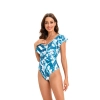 fashion ruffle hem plant printing lady bikini  swimwear for women one-piece swimsuit MX2505