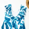 fashion ruffle hem plant printing lady bikini  swimwear for women one-piece swimsuit MX2505