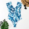 fashion ruffle hem plant printing lady bikini  swimwear for women one-piece swimsuit MX2505