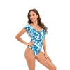 fashion ruffle hem plant printing lady bikini  swimwear for women one-piece swimsuit MX2505