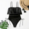 one-piece design fashion ruffle hem solid  color slip lady bikini  swimwear for women one-piece swimsuit MX2507