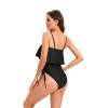 one-piece design fashion ruffle hem solid  color slip lady bikini  swimwear for women one-piece swimsuit MX2507