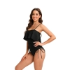 one-piece design fashion ruffle hem solid  color slip lady bikini  swimwear for women one-piece swimsuit MX2507