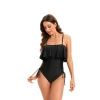 one-piece design fashion ruffle hem solid  color slip lady bikini  swimwear for women one-piece swimsuit MX2507