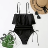 one-piece design fashion ruffle hem solid  color slip lady bikini  swimwear for women one-piece swimsuit MX2507