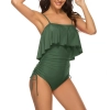 one-piece design fashion ruffle hem solid  color slip lady bikini  swimwear for women one-piece swimsuit MX2507