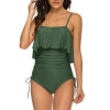 one-piece design fashion ruffle hem solid  color slip lady bikini  swimwear for women one-piece swimsuit MX2507