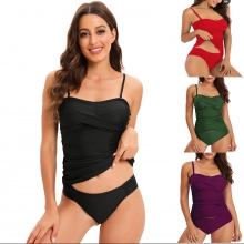 one-piece design fashion ruffle hem solid  color slip lady bikini  swimwear for women two-piece swimsuit MX2513