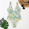 swimming learning fashion green flower print lady bikini  swimwear for women one-piece swimsuit MX2513