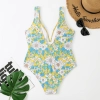 swimming learning fashion green flower print lady bikini  swimwear for women one-piece swimsuit MX2513