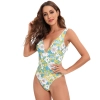 swimming learning fashion green flower print lady bikini  swimwear for women one-piece swimsuit MX2513