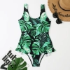 young lovely green cycas printing women bikini swimwear swimsuit MX2520