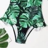 young lovely green cycas printing women bikini swimwear swimsuit MX2520