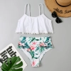 Germany design white color top sweaty floral shorts two-piece swimwear swimsuit for lady MX2524 wholesale