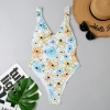 Germany design light green flower  sweaty one-piece swimwear swimsuit for lady MX2524 wholesale