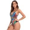 North America style plant printing one-piece women swimwear swimsuit for lady MX2526 wholesale