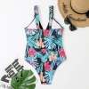 North America style plant printing one-piece women swimwear swimsuit for lady MX2526 wholesale