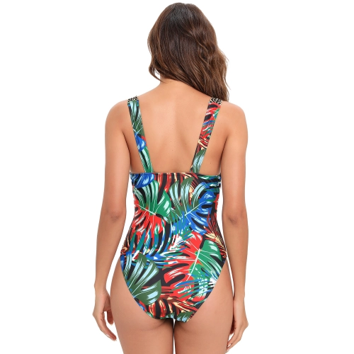 North America style plant printing one-piece women swimwear swimsuit for lady MX2526 wholesale