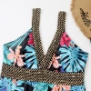 North America style plant printing one-piece women swimwear swimsuit for lady MX2526 wholesale