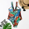 North America style plant printing one-piece women swimwear swimsuit for lady MX2526 wholesale