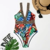 North America style plant printing one-piece women swimwear swimsuit for lady MX2526 wholesale