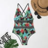 south America style plant printing one-piece design women swimwear swimsuit for lady MX2526 wholesale