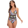 south America tropical rain forest plant printing one-piece design women swimwear swimsuit for women MX2527 wholesale