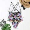 south America tropical rain forest plant printing one-piece design women swimwear swimsuit for women MX2527 wholesale