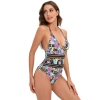 south America tropical rain forest plant printing one-piece design women swimwear swimsuit for women MX2527 wholesale