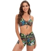 Brazil south America navy flower plant printing two-piece design women swimwear swimsuit for women MX2530 wholesale