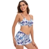 sweaty south America navy flower plant printing two-piece design women swimwear swimsuit for women MX2528 wholesale