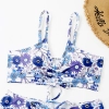 sweaty south America navy flower plant printing two-piece design women swimwear swimsuit for women MX2528 wholesale