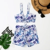 sweaty south America navy flower plant printing two-piece design women swimwear swimsuit for women MX2528 wholesale