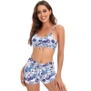 sweaty south America navy flower plant printing two-piece design women swimwear swimsuit for women MX2528 wholesale