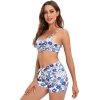 sweaty south America navy flower plant printing two-piece design women swimwear swimsuit for women MX2528 wholesale