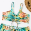 Brazil south America navy flower plant printing two-piece design women swimwear swimsuit for women MX2530 wholesale