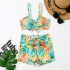 Brazil south America navy flower plant printing two-piece design women swimwear swimsuit for women MX2530 wholesale