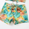 Brazil south America navy flower plant printing two-piece design women swimwear swimsuit for women MX2530 wholesale