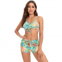 Brazil south America navy flower plant printing two-piece design women swimwear swimsuit for women MX2530 wholesale