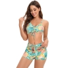 Brazil south America navy flower plant printing two-piece design women swimwear swimsuit for women MX2530 wholesale