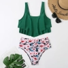 Brazil America plant leaves flouncing two-piece swimwear swimsuit for women MX2531 wholesale