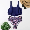 Brazil America navy top flouncing print shorts two-piece swimwear swimsuit for women MX2531 wholesale