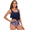 Brazil America navy top flouncing print shorts two-piece swimwear swimsuit for women MX2531 wholesale