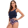 Brazil America navy top flouncing print shorts two-piece swimwear swimsuit for women MX2531 wholesale